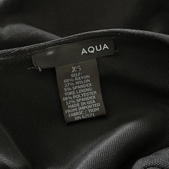 Aqua Black Sleeveless V Neck Dress Oversized XS Silver Grommets Rings Fit Flare - Picture 8 of 8